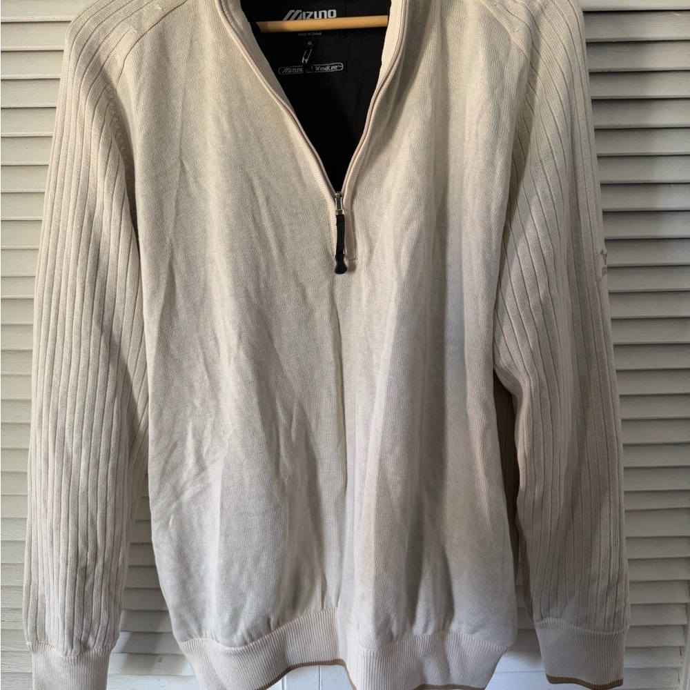 Mizuno Men's Zip-Up Cream Sweater